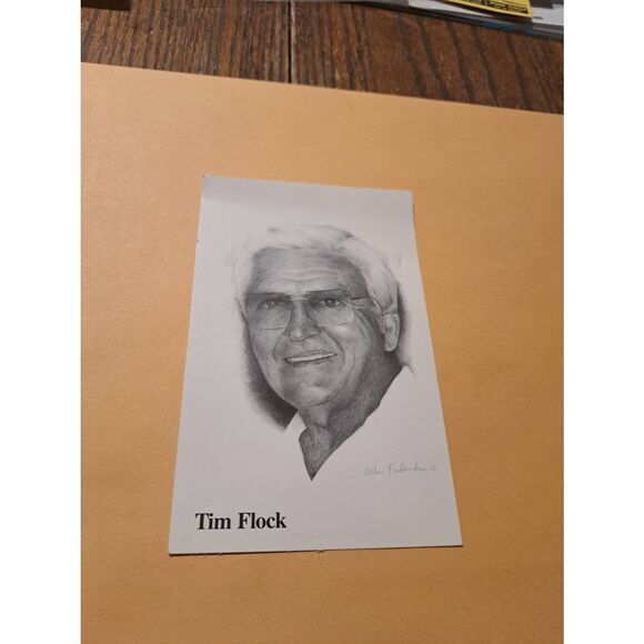 1991 Tom Flock Fathers of Racing Promo Postcard Black & White Vintage NASCAR - Picture 1 of 3